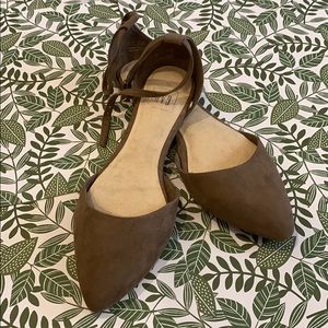 Taupe Ankle Strap Flats